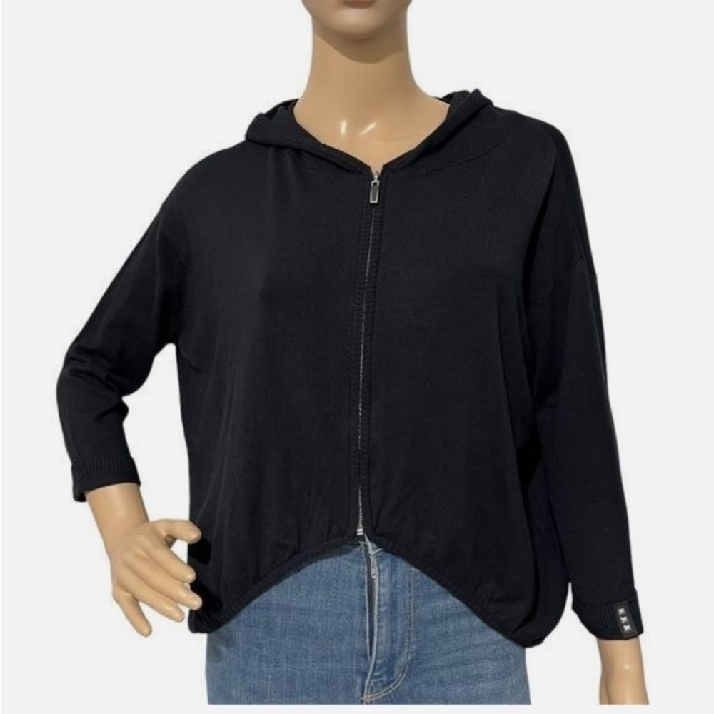 Jamie Sadock Women’s Black Long-Sleeve Cardigan with Hoodie and Zipper S